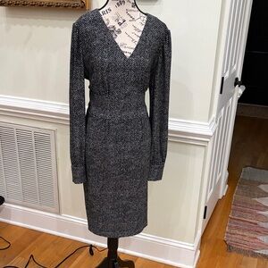 Brooks Brothers Black and White Long Sleeve Dress